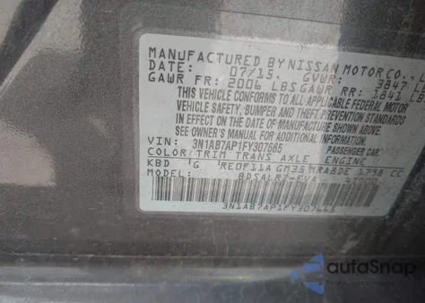 2015 Nissan Sentra Sr из США, поврежденный, VIN 3N1AB7AP1FY307665